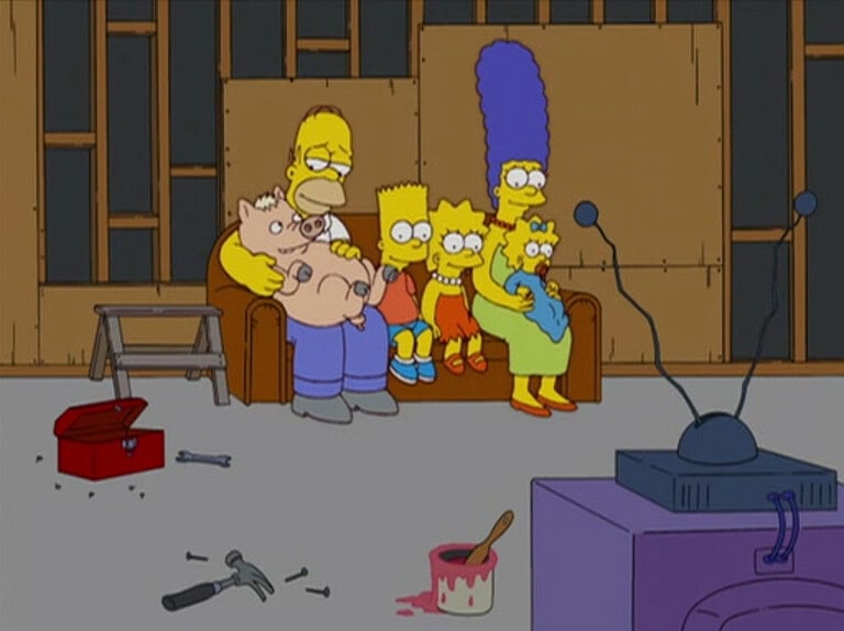 Couchgag aus „Die unglaubliche Reise in einem verrückten Privatflugzeug“ (Staffel 19)